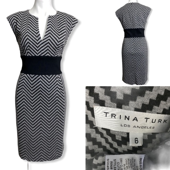 black geometric dress